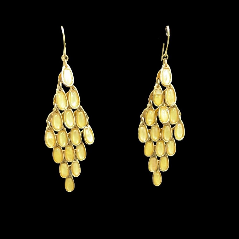 👗5/$25 - Gold Tone Chandelier Earrings w/ Yellow Opalescent Faux Stones